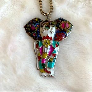 🌺Bonsny🌸Enamel Elephant Necklace🐘